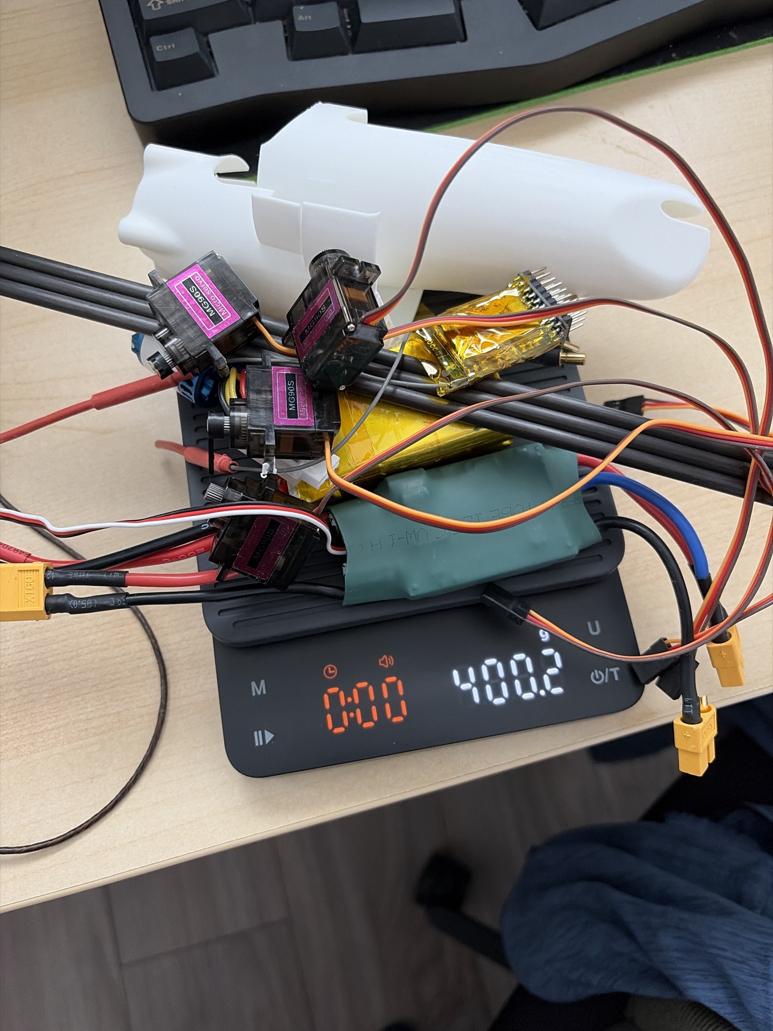 Sandpiper electronics and structural components being weighed