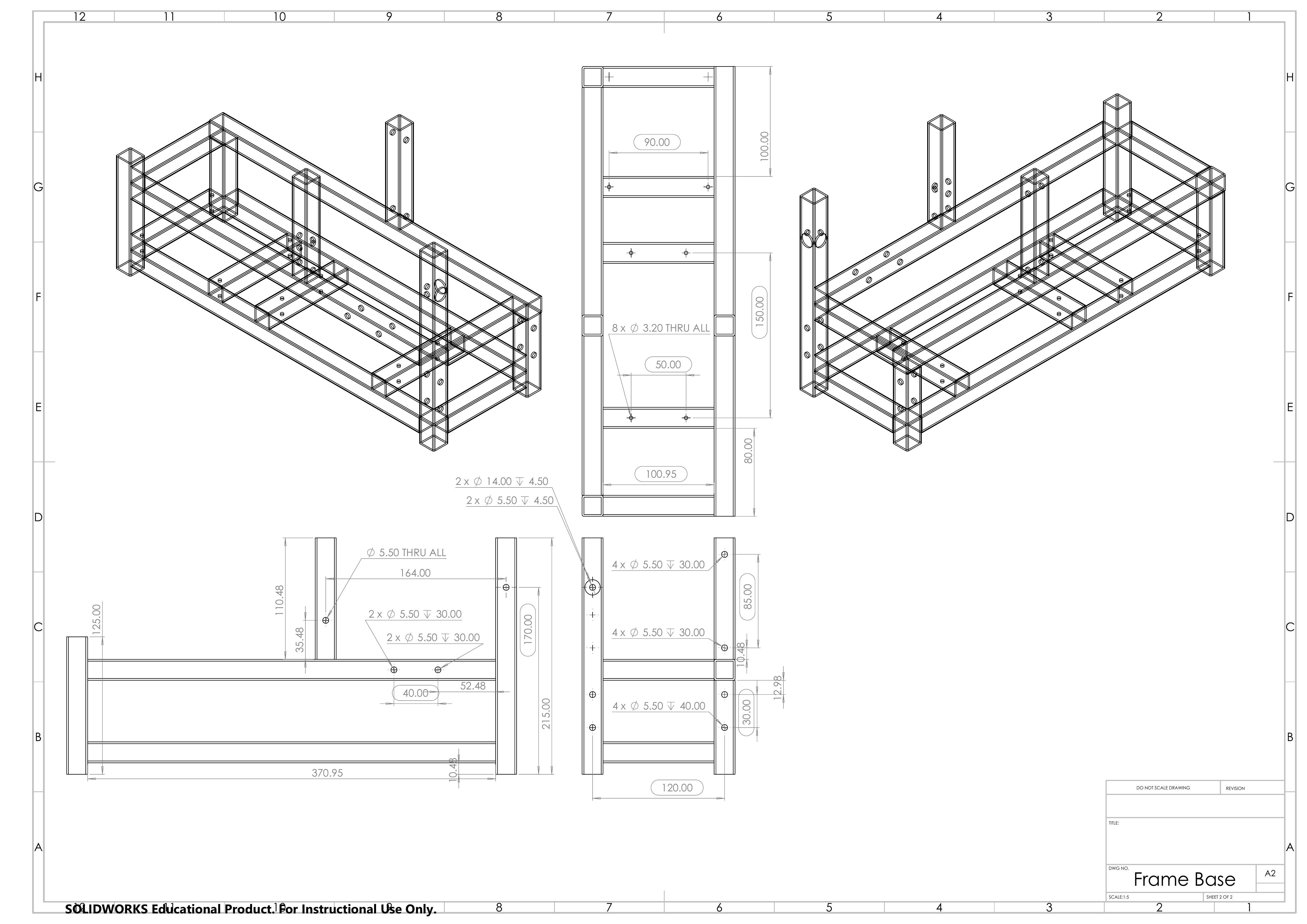 Dimensioned frame drawings and assembly views