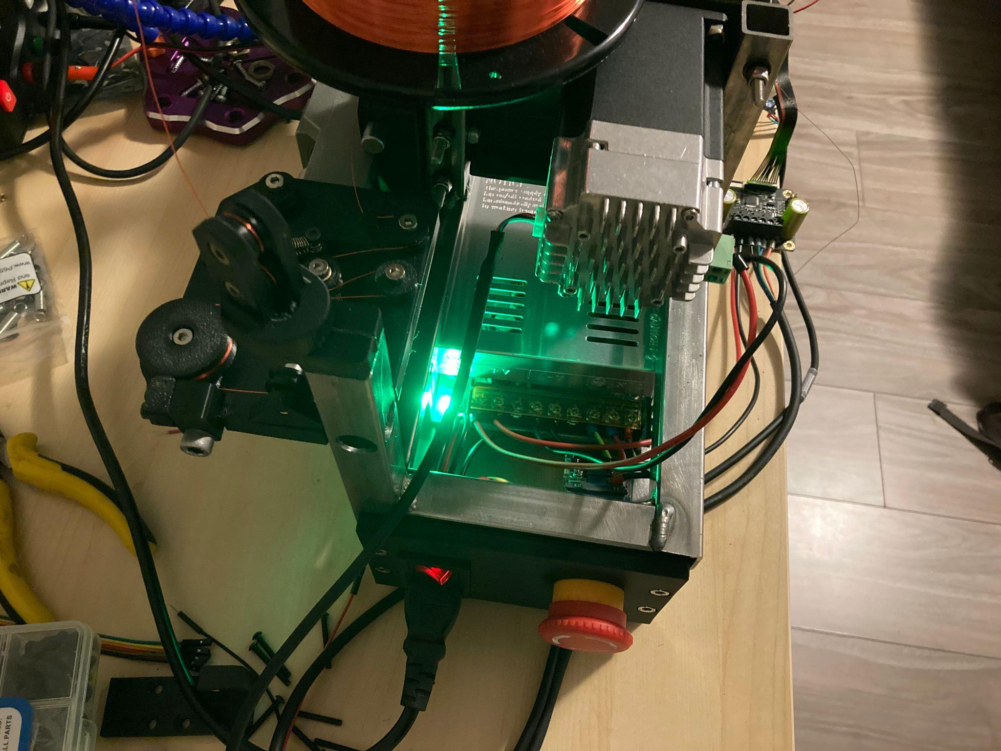 Bench test of the winding machine electronics and motor control