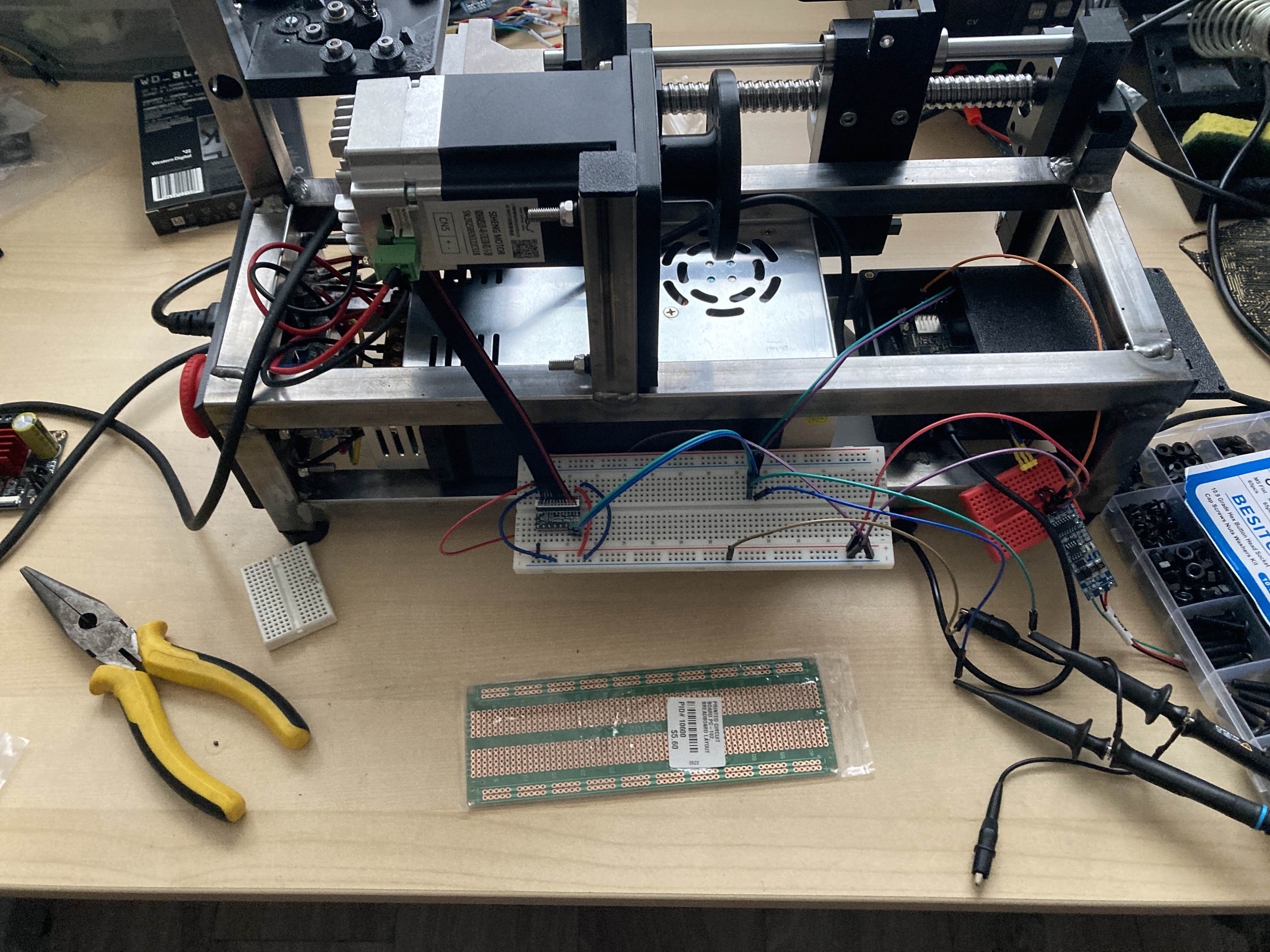 Partially assembled two-axis solenoid winding machine